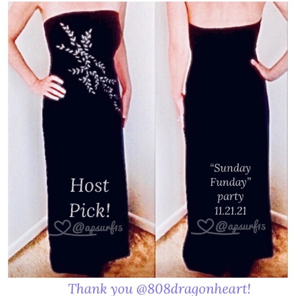 🎉Host Pick!🎉Patra black stretch-velvet strapless gown - Picture 2 of 9